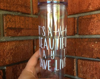 It's a Beautiful Day To Save Lives Tumbler | Tall Skinny Coffee Tumbler | Iced Coffee Cup | Grey's Anatomy | Southern Sweetheart Gifts
