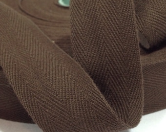 1 inch Cotton Twill Tape 10 yards Wholesale Herringbone Straps Binding Chocolate Brown