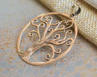 Large Round Bronze Tree of Life Pendant, Bronze Pendant, Tree of Life, Round Tree of Life Pendant, Swirling Branches, 40mm, One,JH15-027