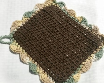 Brown Springtime Mother's Day Dishcloth Facescrubber Washcloth Cotton