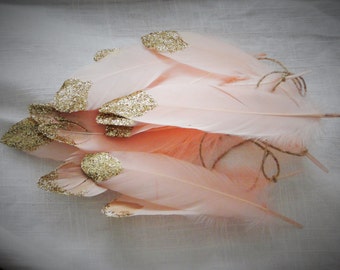Paillettes d’or trempé plumes pêche pour guirlande bannière Boho Baby Shower sauvage un Tribal fête de mariage