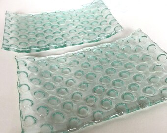 dot pattern recycled glass tapas plate