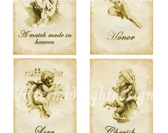 Cherub Tags No 1 Wedding Bride Matrimony Marital bliss Tags Cards Journaling Scrapbooks