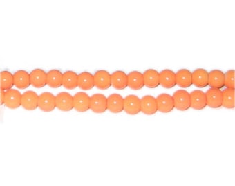 6mm Bright Orange Team and School Glass Bead, approx. 73 beads