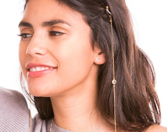 eyeglass chain gold, glasses chain, delicate eyeglass holder with beautiful zirconia charms (available in SILVER and GOLD)