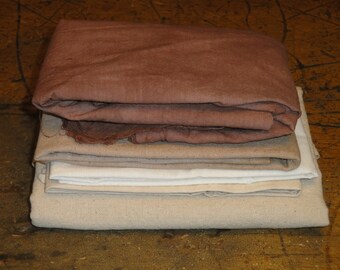 Doll Making Fabric Bundle | Hand Dyed Fabric | Muslin Fabric | Osnaburg Fabric | Fabric Remnants | Fabric Pieces | Woven Cotton Fabrics