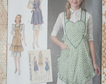 New Simplicity 1940s Vintage Apron Pattern 8232 Size A s,m,l