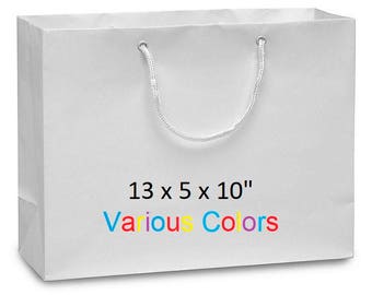 100 - 13x5x10" Bags with Handles - Matte Laminate - Wedding Gift Bags - Shopping Bags - Birthday Gift Bags - Retail Bags - Wholesale