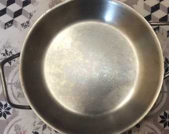 French vintage stainless steel flat round
