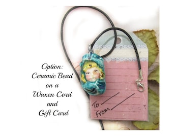 OOAK bead - people bead - pendant bead -Focal Bead - necklace bead - Ceramic Pendant - # 168