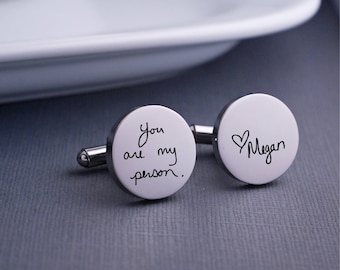 Personalized Cuff Links, Handwriting CuffLinks, Wedding Gift for Husband, Custom Cufflinks for Him