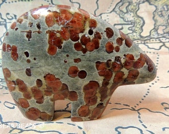 Peanut rock HUGE Zuni Bear Pendant or Stand alone New Zuni Bears Gemstone 80mm Peanut Rock Obsidion