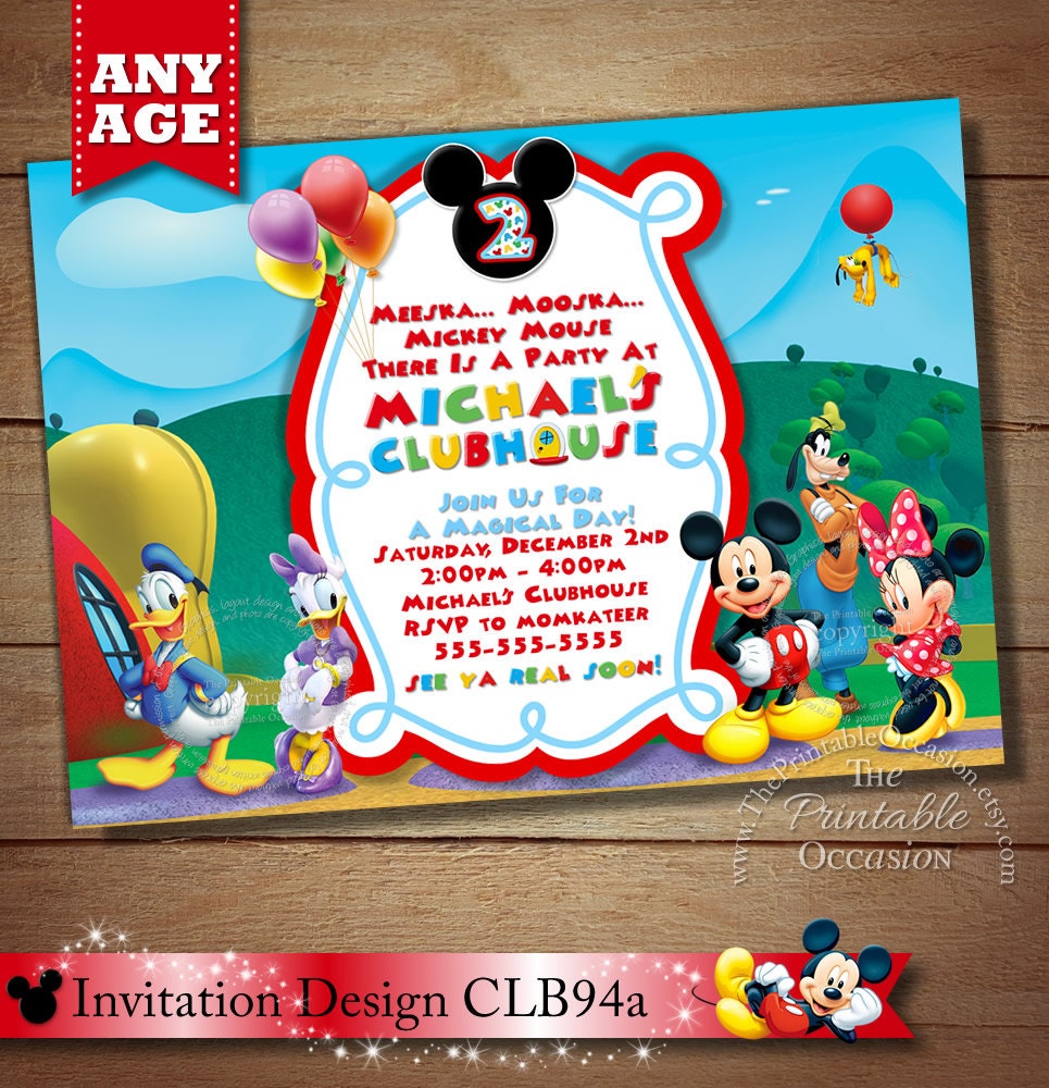 Mickey Mouse ClubHouse Invitation Mickey Invitation Mickey