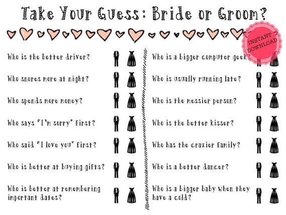 PRINTABLE INSTANT DOWNLOAD Shoe Game Bride Or Groom Games printable-instant-download-shoe-game-bride-or-groom-games