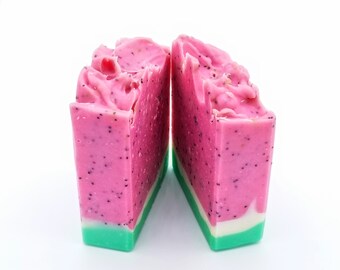 Vegan Cold Process Soap Bar - Pink Watermelon