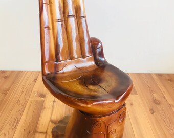 Mahogany Hardwood Hand-Shaped Sculpted Chair