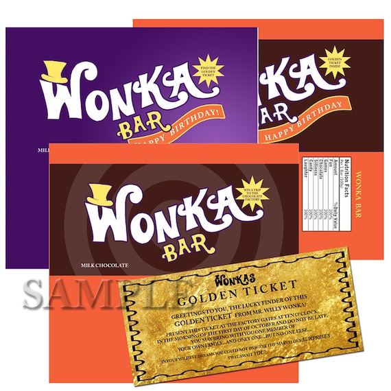 WONKA BAR Hershey size Label Instant Download Printable