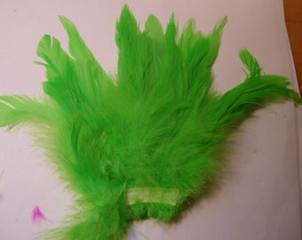 lime green feathers Strung Dyed 6 to 8 inches Schlappen craft feathers real feathers