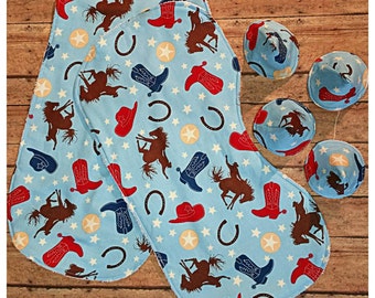 Western themed contoured burp cloth, Sprinkle tents, Absorbent burpies, Pee pee teepees, Nursery design idea, Babyshower gift idea
