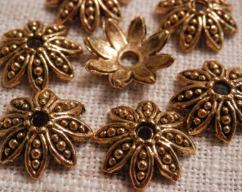 Flower Beadcaps Antique Gold Beadcaps Beading Supplies Jewelry Supplies DIY Supplies