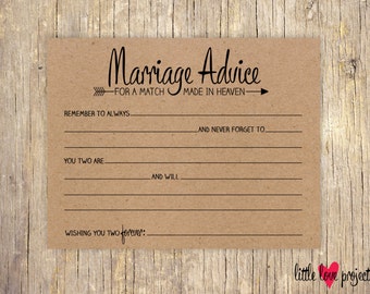 Wedding Advice Cards, Advice for the Bride and Groom, Advice for the Newlyweds, Advice Cards