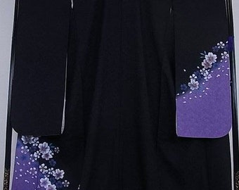 Japanese Silk Furisode with purple Sakura by Suzunoya original