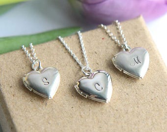 Heart Locket, Heart Necklace, Personalized Heart Necklace, Locket Necklace, Initial Necklace, Silver Locket Heart, Personalized Necklace
