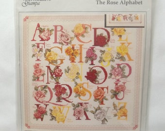 Rose Cross Stitch Alphabet Vintage 1990's Pattern, Stitching Supply, Floral