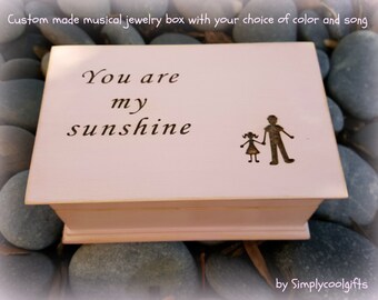 music box, jewelry box, wooden jewelry box, custom jewelry box, musical jewelry box, birthday, personalized, you are my sunshine, daddy & me