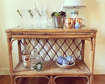 Bamboo Rattan Console Table