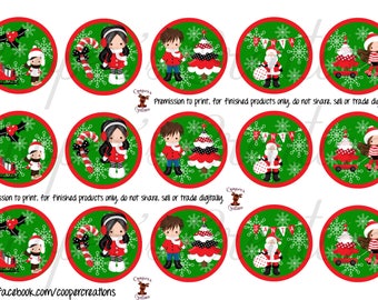 Christmas Bottle Cap Images with Kids