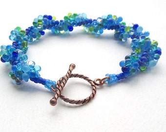 Bright Blue Bubbly Beadwoven Bracelet
