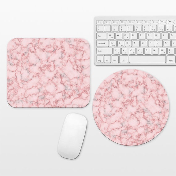Pink Marble Mouse Pad Marble Mousepad Mouse Mat for Desk Office Computer Round Circle Rectangle Rectangular Girly Cute Mouse Pad for Her