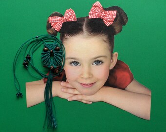Emerald Green Macrame Owl Necklace