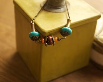 Turquoise bracelet, Burgundy cats eye