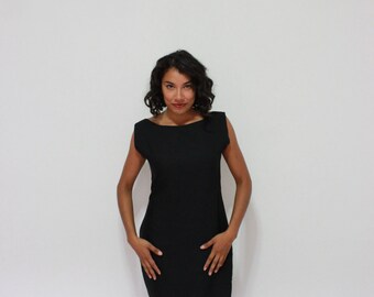 Black Cotton throw and go dress, boat neck cut