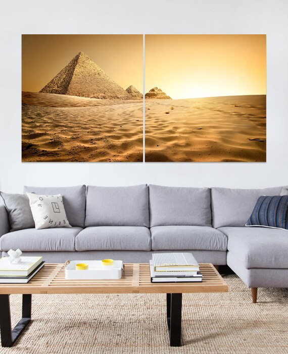 Egypt Pyramid Sunset Canvas Print Landscape Desert Wall