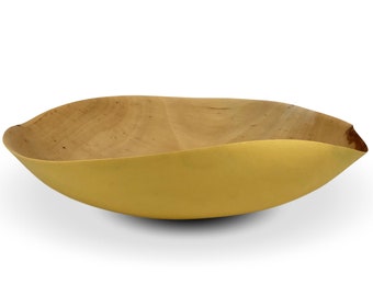 Colorful Wood Bowl - Apple Wood Bowl - Handmade Wood Bowl - Maize Colored Bowl