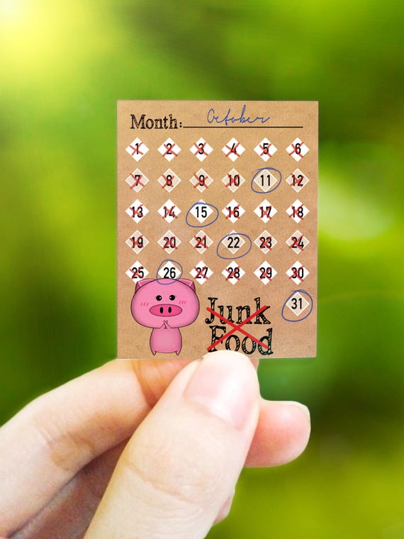 Printable No Junk Food Challenge Stickers Fitness Stickers
