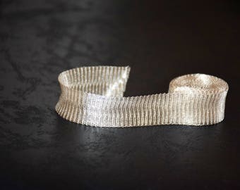 Titanium Tubular Mesh Ribbon. Mesh Wire. Titanium Mesh. Wire Lace . white Silver. 1 mt. Ribbon Supplies- NC09