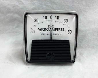 GE Microamperes 50-0-50 Direct Current - General Electric Panel Meter - Vintage 1970's