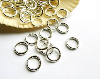 100 Silver Plated Open Loop Jump Rings -10mm - 7-6