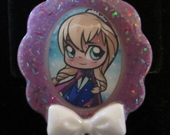 Cameo Elsa Chibi Necklace-Ice Queen-Handmade Resin Cameo Pendant Jewelry