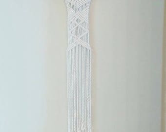 Modern Macrame Wall Hanging- Fringe Wall Accent- Bohemian Decor- Dorm Decor~ Contemporary Room Decor- White Wall Accent- BohoChic Home Decor