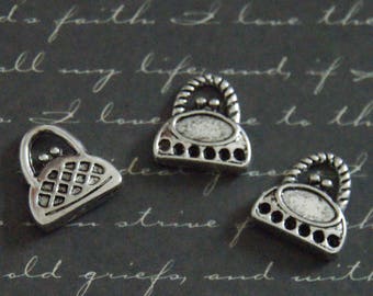 3 charms 14x15mm silver handbag