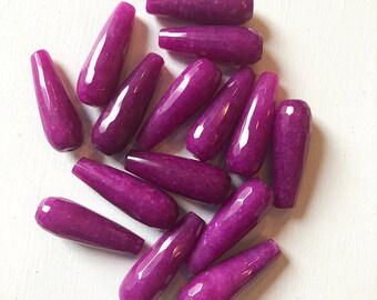 8x30mm Faceted Purple Jade Long Teardrop Beads