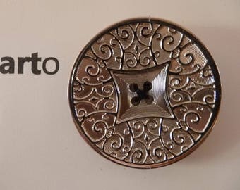 large silver metal vintage button