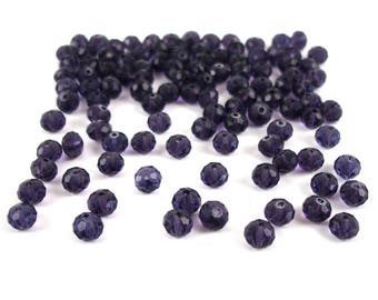 40 faceted 6 mm purple glass beads