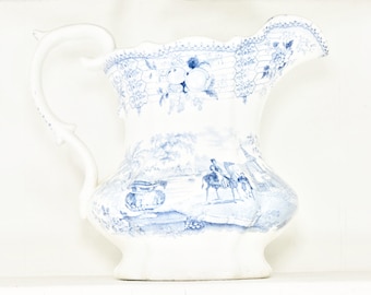 Vintage Blue and White Pitcher