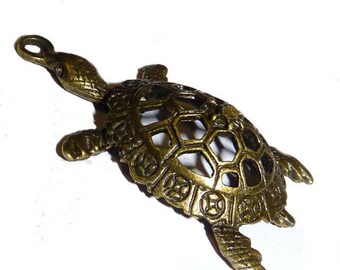 Turtle charm bronze chiselled to create pendant for jewellery designs